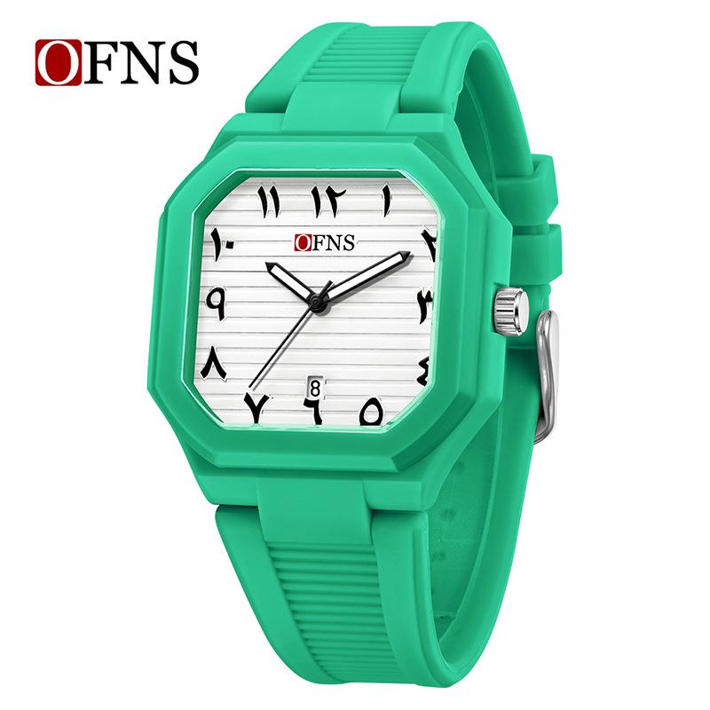 OFNS Quartz Watch: Student Style, Calendar, Square Dial, Arabic Numerals, Luminous, Waterproof, Middle Eastern Bestseller