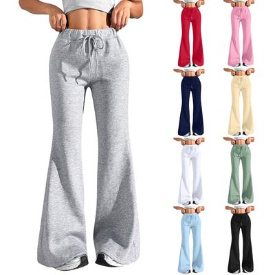 Damen Mode Lose Kordelzug Taille Einfarbig Cargo Hosen Freizeit Flares