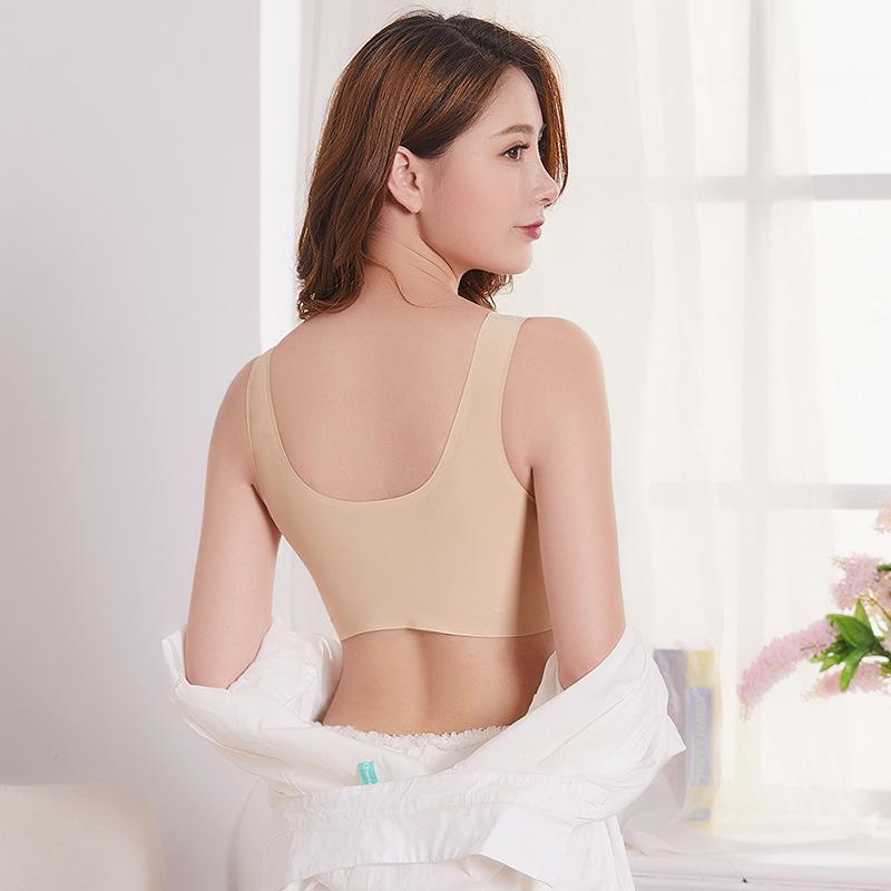 Large breasts and small seamless underwear women's thin summer thin anti-sagging no steel ring sports sleep vest bra