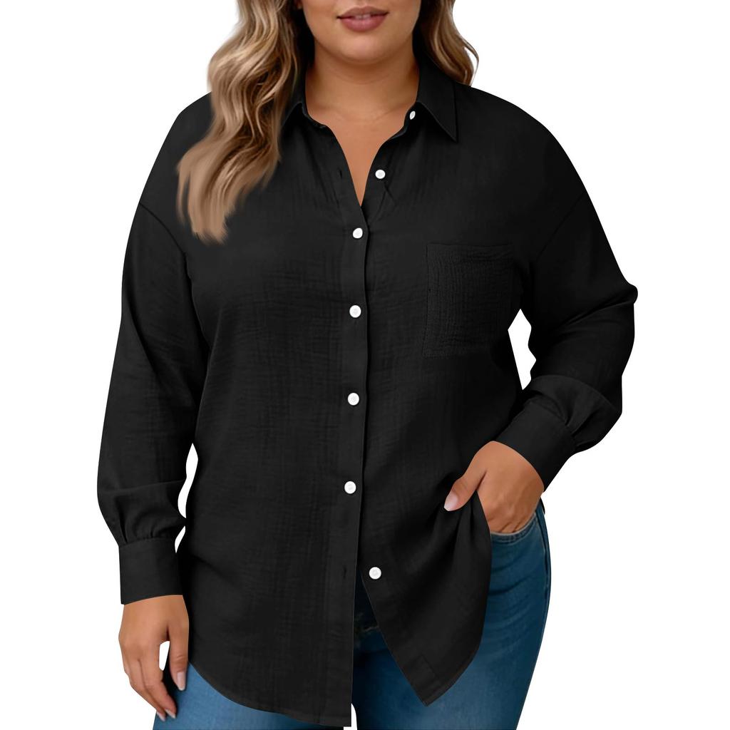 Damesmode Casual Kleur Knoopsluiting Lange Mouwen Shirt Top