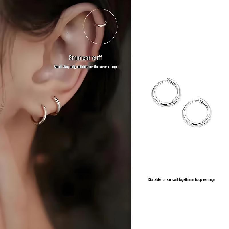 Stylish Unisex Circle Hoop Earrings - Elegant 925 Silver Fashion Accessory