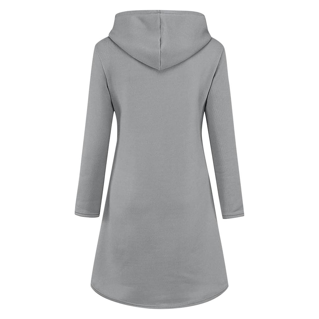 Módní ležérní dámské vánoční svetrové šaty s dlouhým rukávem a kapucí s potiskem