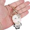 2Pcs Keychain Pendant Cartoon DiamondStudded Resin Small Cow Shape Metal Key   Decoration(White )