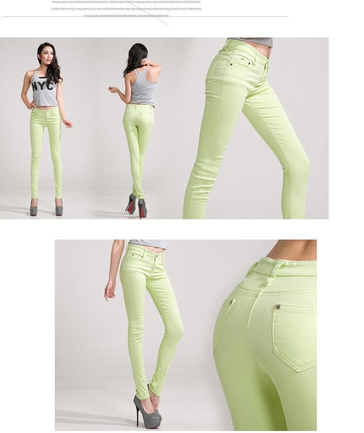 Candy-Colored Women's Mid-Waist Skinny Jeans: Sexy, Stretchy, Versatile Denim Pants In Solid White