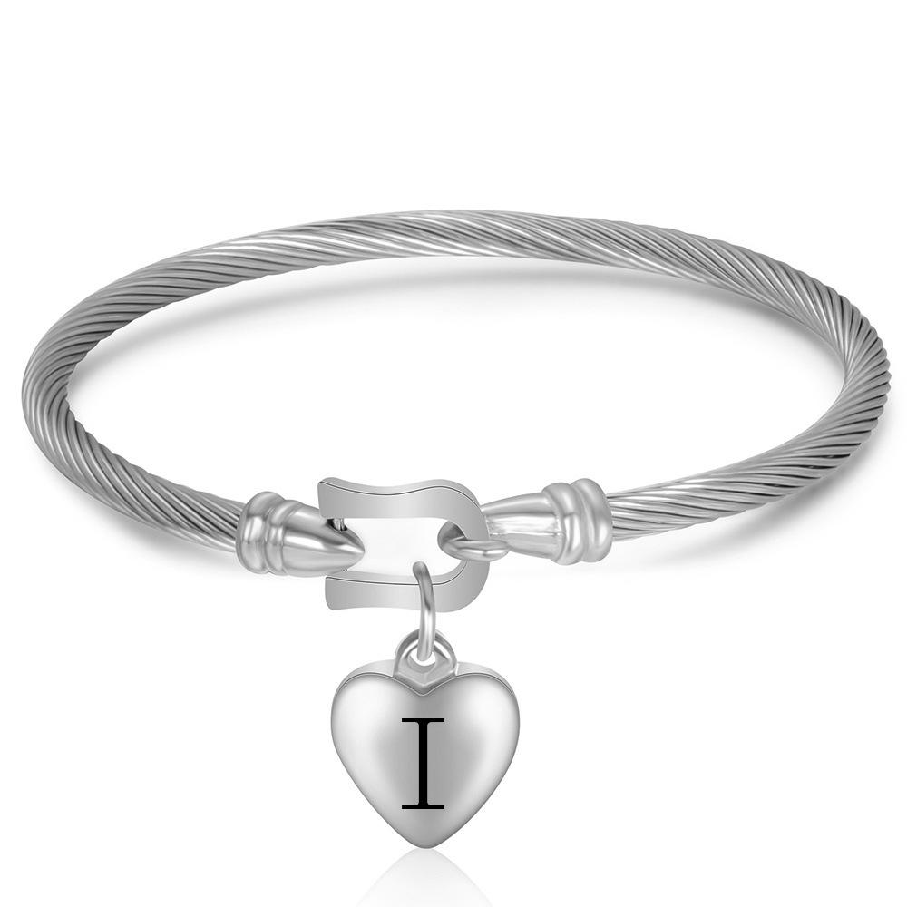 European Bestseller: Titanium Steel Heart  Letter Bracelet for Women