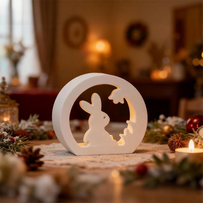 Easter Bunny Hollow Candle Holder Mold | Silicone Casting Mold For Desktop Decoration, No Electricity Needed
