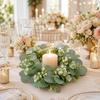 Exquisite Wreath Candle Holder Artificial Green Leaves Christmas Candle Rings  Home Foyer