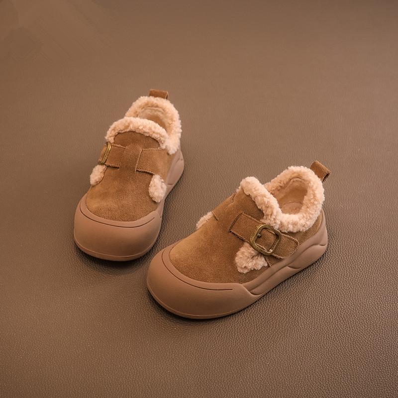 

Зимние теплые хлопковые ботинки для девочек, нескользящие ботинки на мягкой подошве для мальчиков, обувь на флисовой подкладке 24 хаки