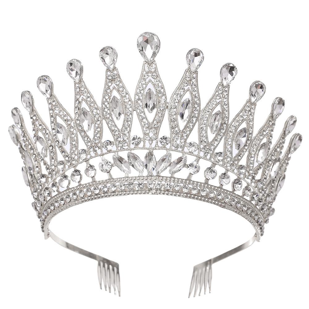 Baroque Queen Large Crystal AB Crowns For Bridal Women Girls Wedding Tiaras Diadem Comb Princess Party Hair Dress Jewelry