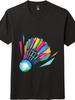 Färgglad Geometrisk Badmintonboll Grafisk Kortärmad T-shirt
