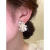 Latest Sweet Romantic Elegant White Flower Hoop Earrings | Stylish Shell Resin Delicate Pearl Flower Zircon Earrings | Trendy Versatile Jewellery