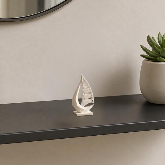3D Printed Sailboat Figurine, Mini Sailboat Model Decoration, Miniature Sailing Boat Home Decor, Nautical Sails Statue for Home Office Desktop