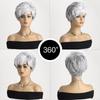 Short Grey Silver Wigs for White Women Natural Layered Pixie Cut Wigs with Bangs Synthetic Short Gray Hair Wig for Older Women