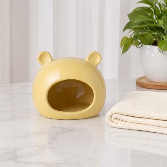 Keramik Hamsterhaus, Sommer Bärenförmiger Hamster Versteck Höhle, Kleintier Lebensraum Bett Dekoration für Rennmäuse, Mäuse, Meerschweinchen, Zwerghamster