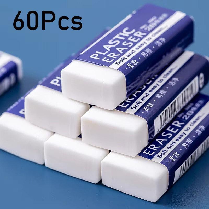 

60Pcs Soft Rubber 2B Pencil Eraser Student Art Sketch Painting Correction Supplies School Exam Writing Eraser Stationery 60Pcs