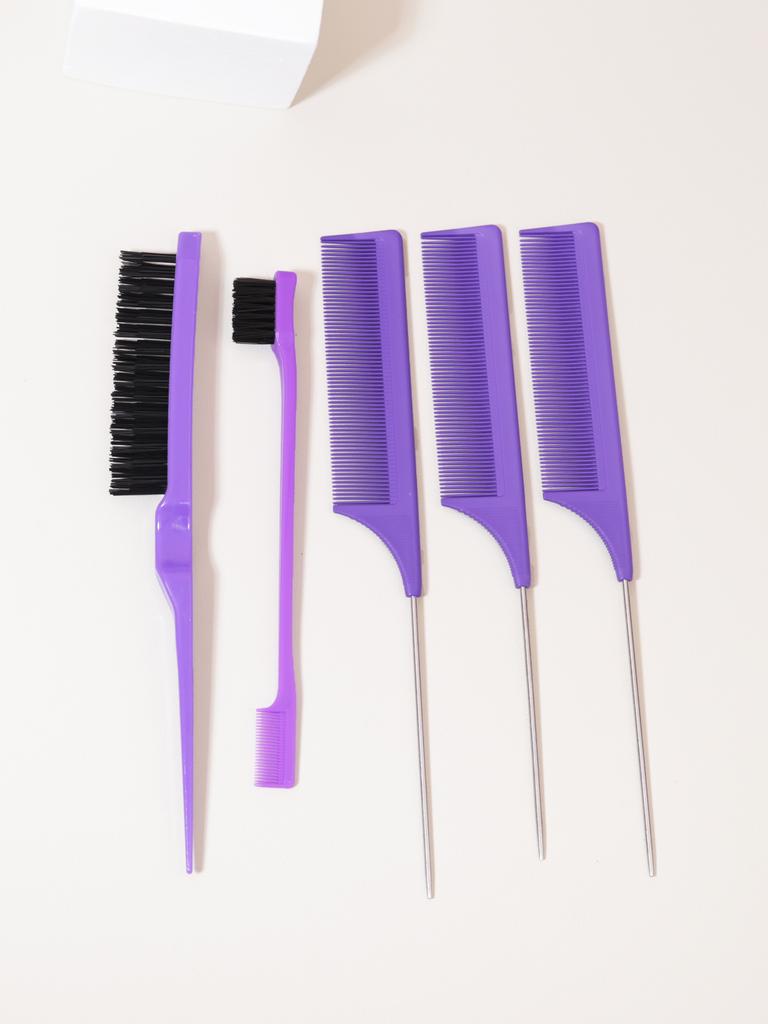 5piece set thickened stainless steel pointed tail comb, edge controlled hair tearing dual head brush Special for real hair wigs