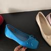 Shoes grandma shoes flat bottom wind square head shallow mouth ballet 2025 sweet beautiful woman one pedal single shoes bow new