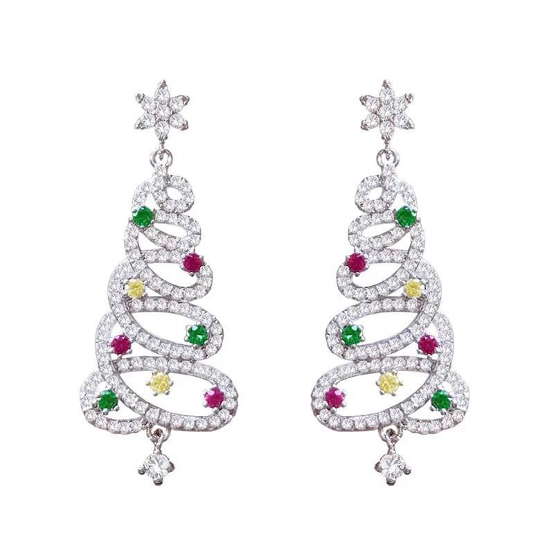 

Holiday Christmas Tree Drop Earrings For Women With Alloy Material Festive Jewelry For Celebration
