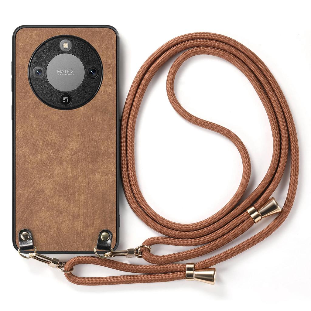 Phone Case For Honor Magic8 Lite 5G / X9d 5G / X70 5G Retro Leather Back Cover with Adjustable Strap