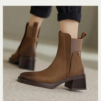 Moda Damskie Platformowe Botki Chelsea na Kostkę Panie Jesień Nowy Trend Średnie Obcasy Platforma Kwadratowy Nosek Motocyklowe Gladiator Goth Botas 2024