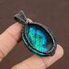 Blue Labradorite Handmade Copper Wire Wrap Jewelry Pendant 2.29" M6i31