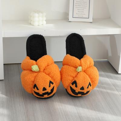 Módní bavlněné nadýchané pantofle Domácí Kreslené Dýňové Platformové Plyšové Nazouváky Pár 2025 Zábavné Halloweenské Ležérní Značkové Boty Ženy Vnitřní