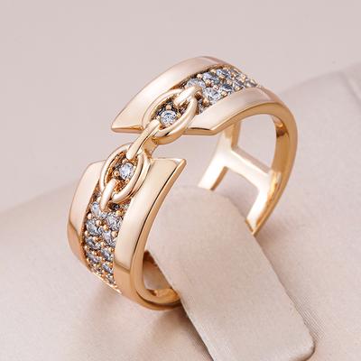 Unusual  Rose Gold Color Rings Women Minimalist Geometry Natural Zircon Ring Fashion Fine Daily Jewelry  New