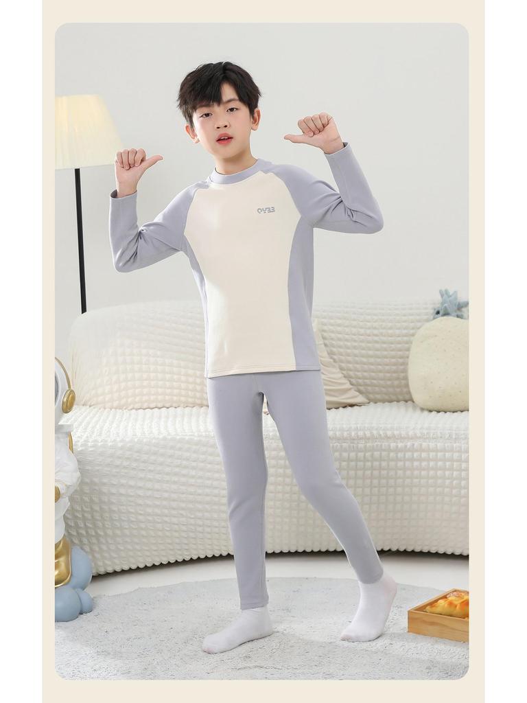 Children's Cattail Floss Pajama Set - Boys & Girls Long Johns for Autumn & Winter
