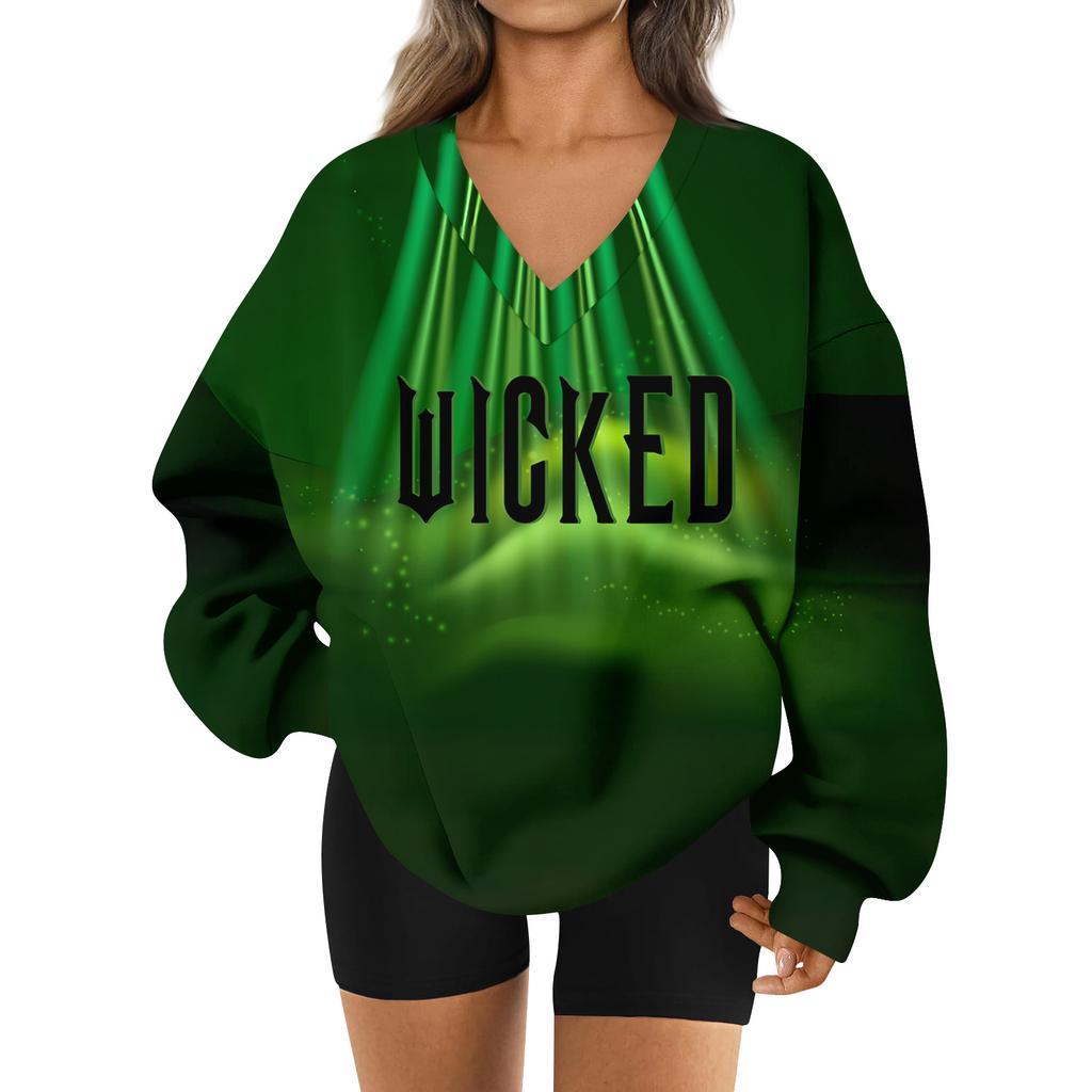 Women's Loose And Comfortable V-neck Sportswear Long-sleeved Sweatshirt Daily Matching Clothes