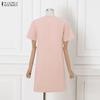 ZANZEA Rochie de vară cu mânecă scurtă, casual, cu gât rotund
