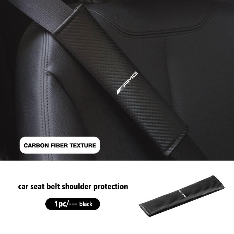 1/2Pcs Carbon Fiber Leather Car Seat Belts Cover Shoulder Protect Pad For Mercedes Benz AMG A B C E S G Class W201 W210 W108 UC0