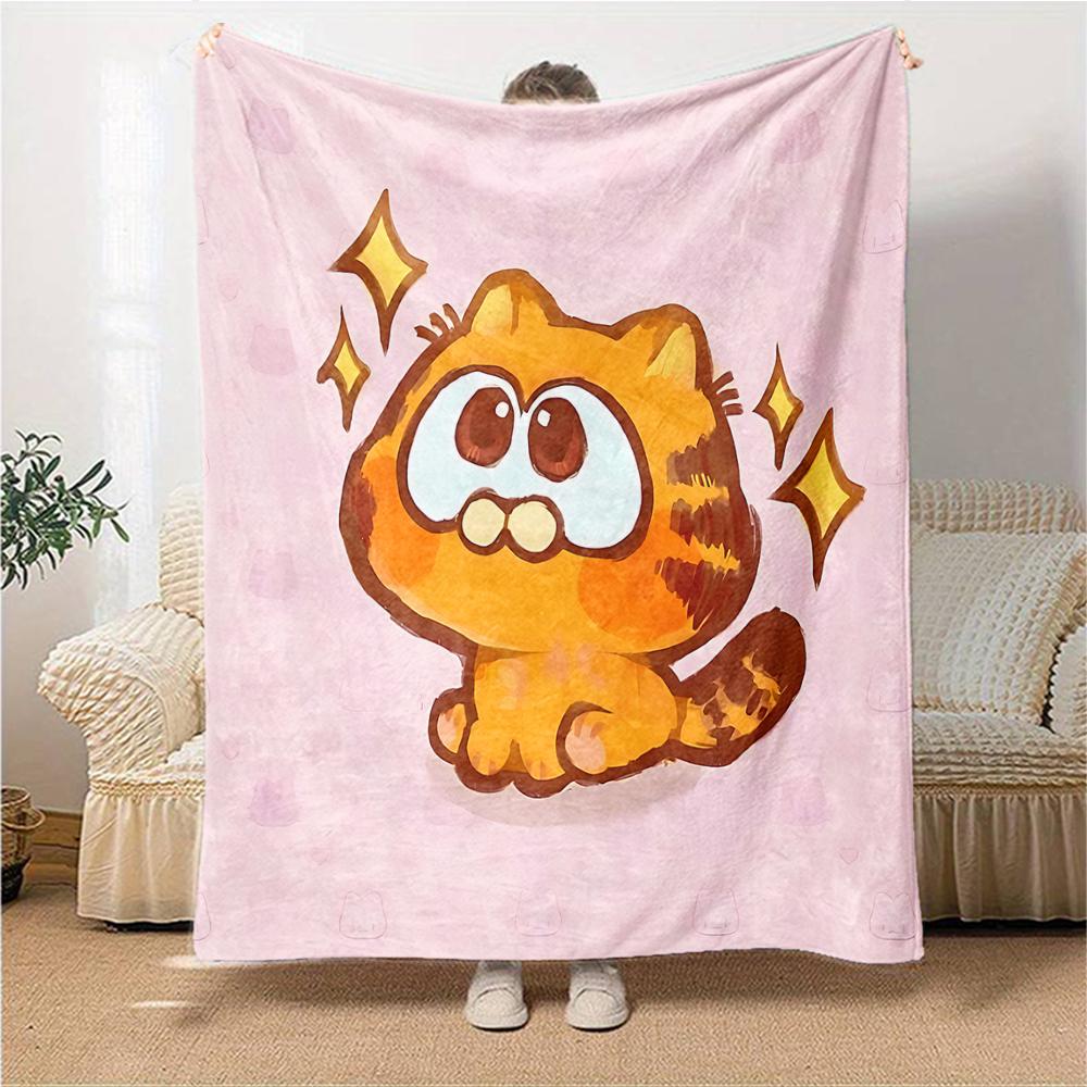 1Pc Garfield'S Starry Adventure Blanket For Couch Bed Plush Cozy Fuzzy Blanket Super Soft Warm Blankets For Fall And Winter 091874