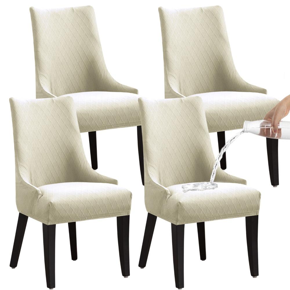 Waterproof Diamond Jacquard Stretch Chair Cover Elastic Dining Armchair Slipcover