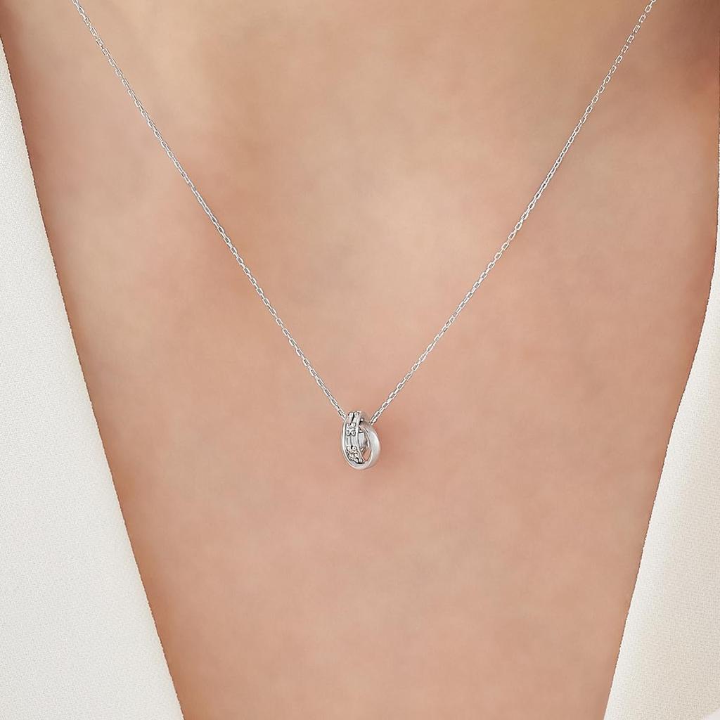 Official 10K White Gold Double Loop Birthday Gift for Includes Jewelry 112546123204 4℃ Necklace, Women, Case,