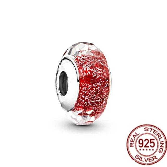 925 Sterling Sølv Rosa Lilla Mørkeblått & Star Murano Glass Charms Perler Passer OriginalNew Armbånd Bangle DIY smykker