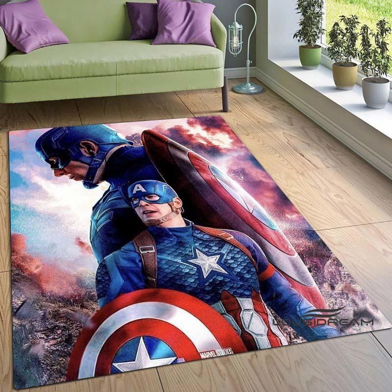 3D Captain America Printed Rug – Suitable for Living Room & Bedroom | Non-Slip Mat, Home Decor, Area Rug, Birthday Gift
