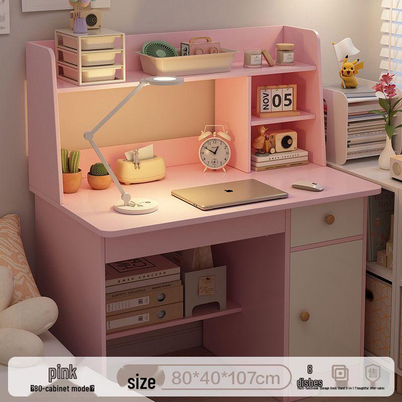 Multifunctional Student Desk with Bookshelf for Homework and Study in Bedroom or Dorm