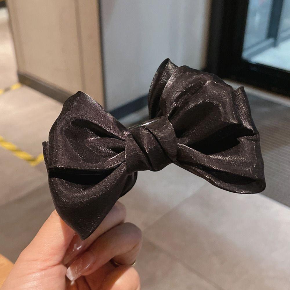 Simple Solid Color Claw Clip Cloth Multifunctional Claw Clamp Fashion Bow Hair Claws Hair Clips чёрный