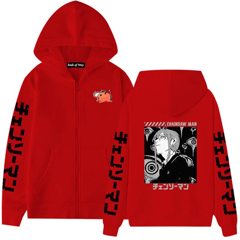 Chainsaw Man Magima Riman Plush Thickened Zipper Sweater Hoodie for Men and Women Couple