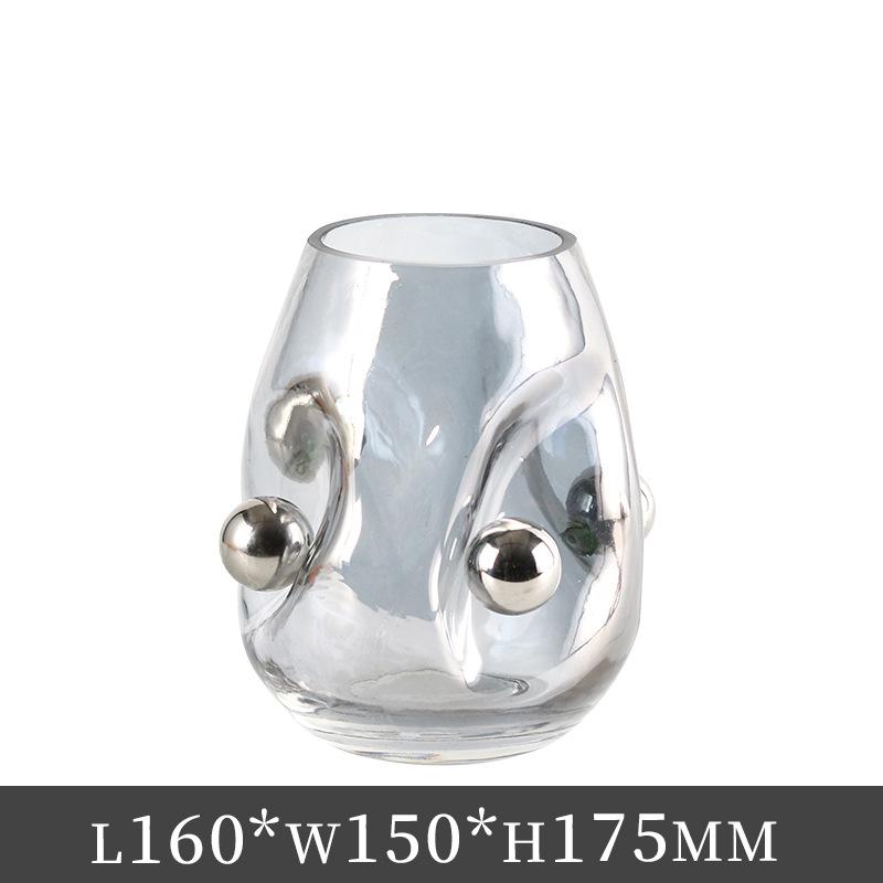 

Glass Vase Geometric Concave-convex Silver Ball Transparent Hydroponics Terrarium Flower Vases Flowerpot Home Decoration