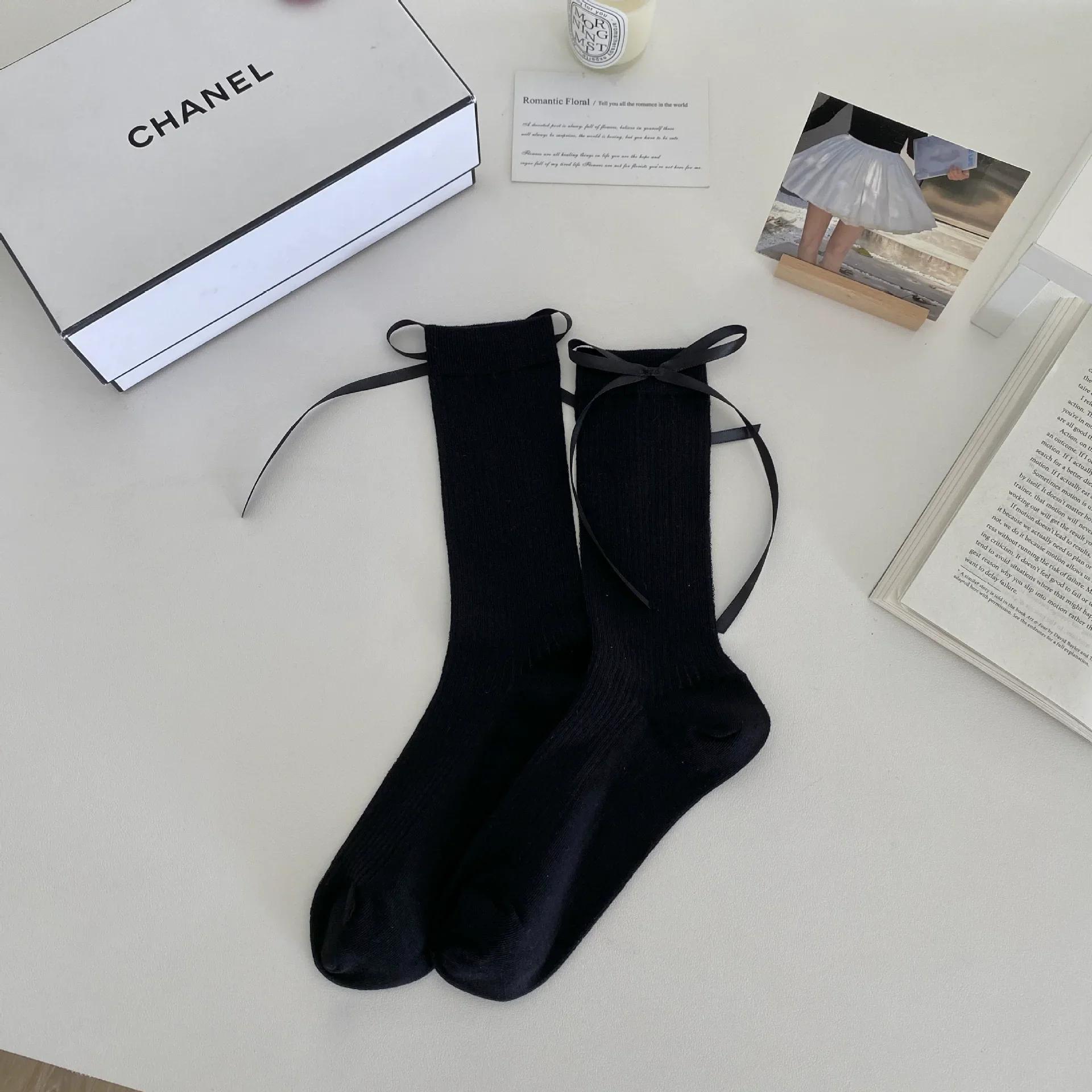 

Summer Thin Breathable Women S Socks With Butterfly Knot At Heel Spring Autumn Lightweight Girl S Jk Style Lolita Over-The-Knee One Size