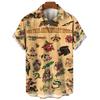 3D Retro Digital Printed Men's Lapel Short Sleeved Shirt