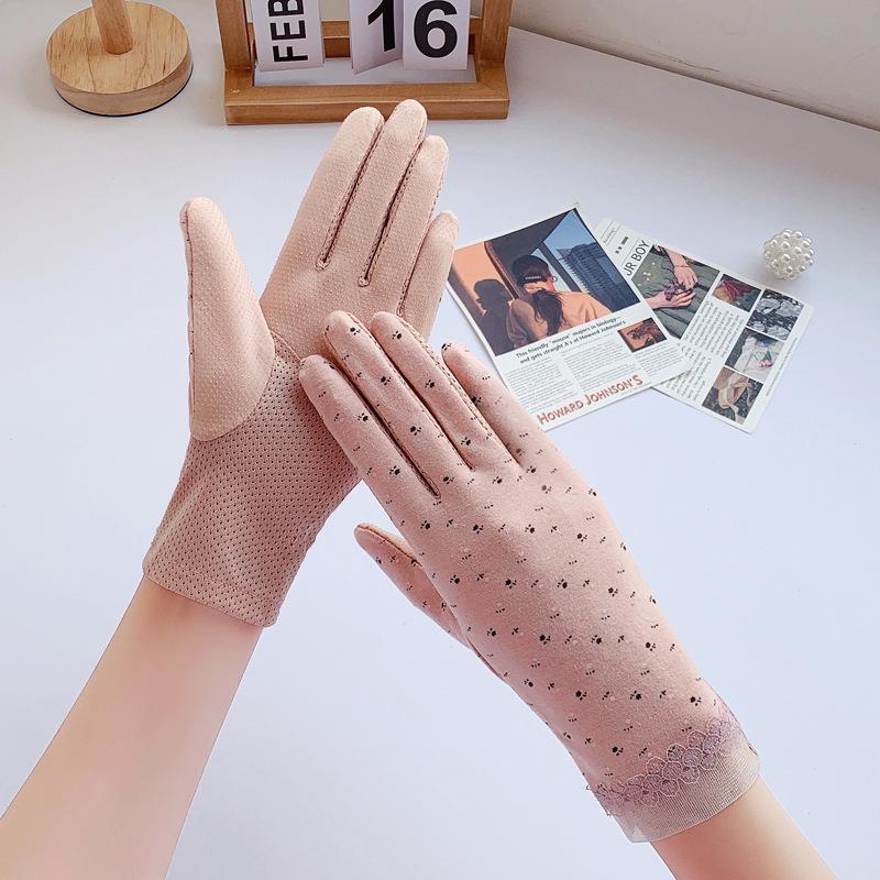 

Сонцезахисні рукавички Тонка чиста бавовна Захист від УФ-променів one size fits all рожевий