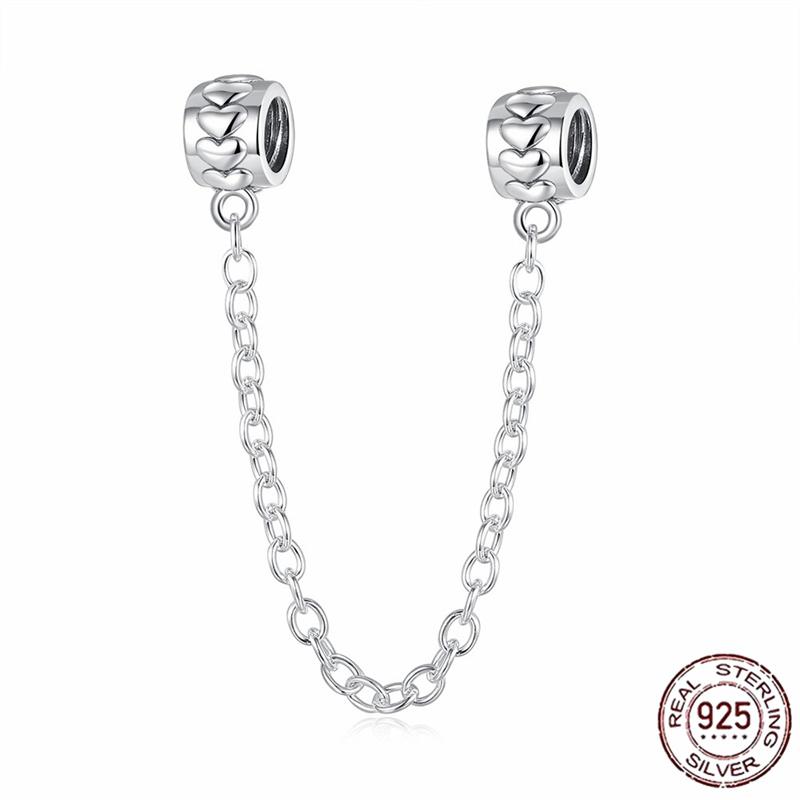 Stříbrný Křišťálový Pavé Bezpečnostní Řetízek Pevný Klip Pramen Přívěsek Vhodný pro Ženy Náramek Stříbrné Šperky Párty Narozeninový Dárek