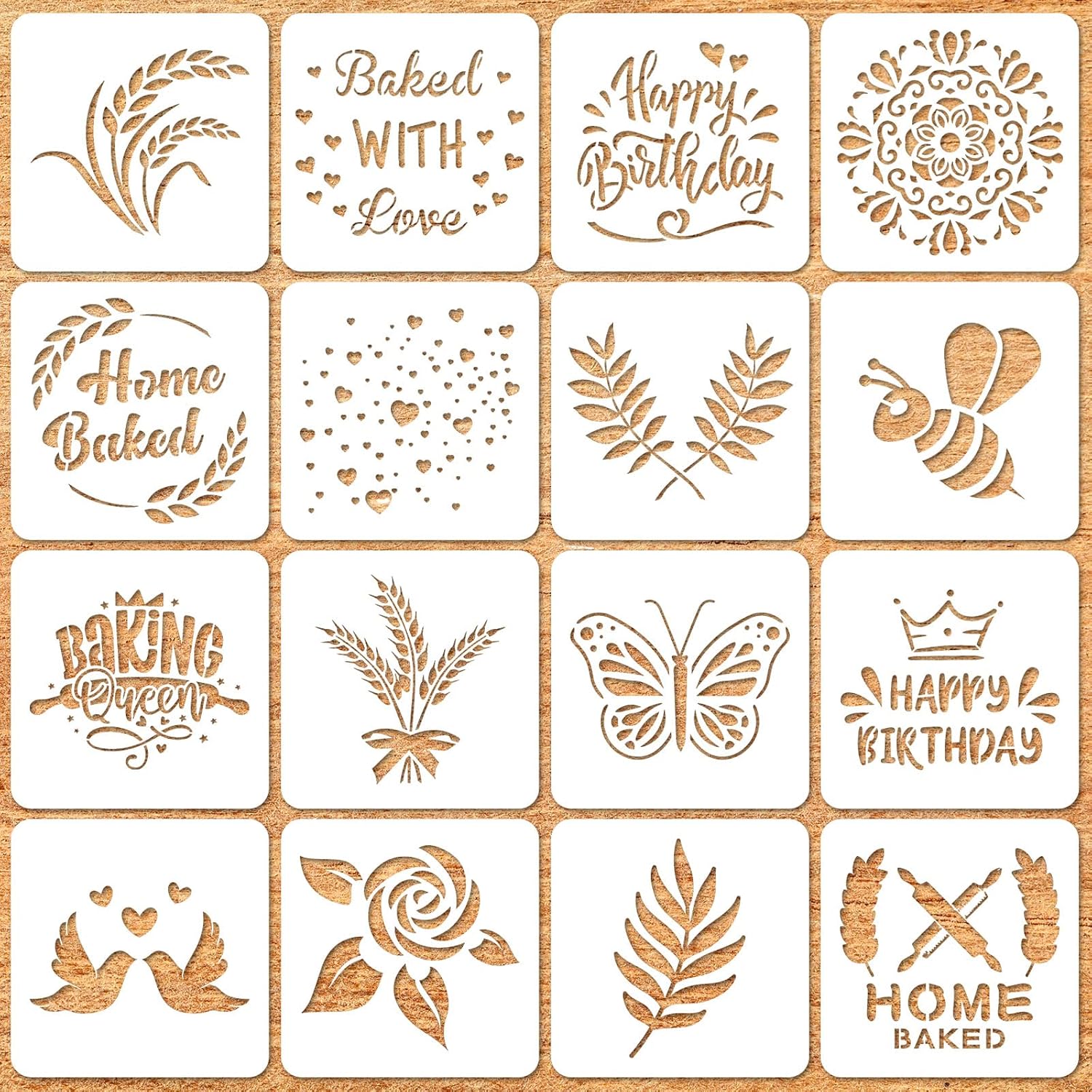 20 Pieces Bread Stencils Artisan Bread Stencil Baking Stencil Set Cook Stencil Baking Template Tool, Cake, Pie, or Cookie Stencils Template Mold for