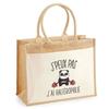 Beach Bag - PLANETEE - Jute with Pocket Weightlifting I Can't - Cotton - Multicolored - 43x33 Cm