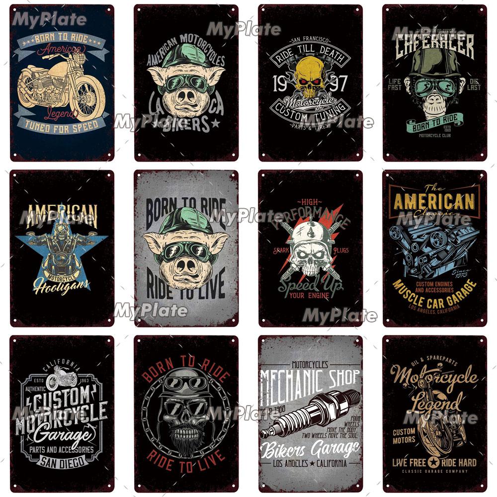 Motorrad Metall Zeichen Vintage Plaque Zinn Zeichen Wand Dekor Für Garage Club Platte Handwerk Fahrt Biker Poster Hot Rod