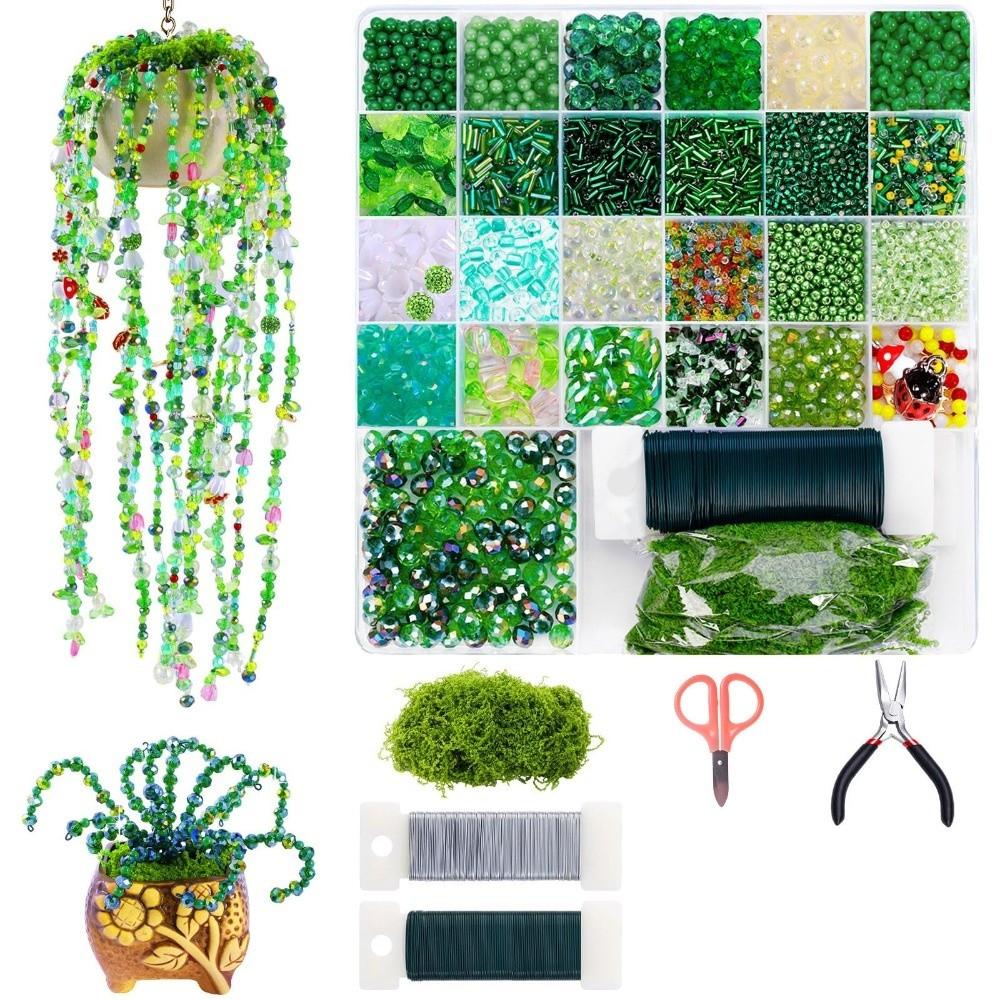 Beginner Friendly DIY Beaded Plants Green Series Color Jewelry Making Kit Home Decor Craft