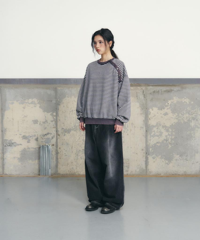Eonyujeulaeb One-Pleat Denim Pants [Black]