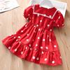 Baby Summer Short-sleeved Skirt Girls Polka Dot Lapel Dress Children's Chiffon Skirt